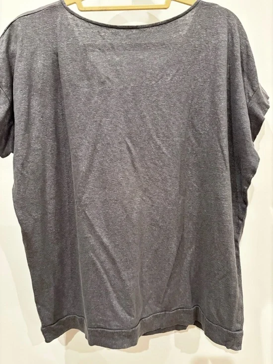 Eileen Fisher Charcoal Gray Scoop Neck Short Sleeve Top - Picture 2 of 4